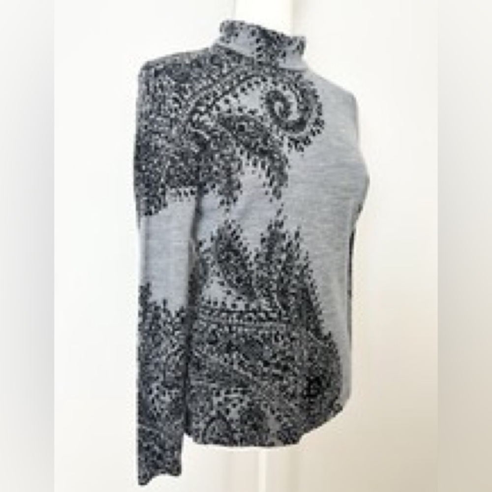 BEDFORD Size L~Knit Turtleneck Sweater Paisley Long Sleeves Women’s Fall Winter